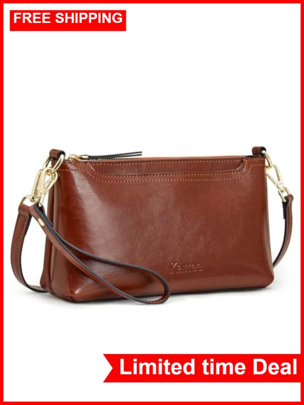 Genuine Leather Crossbody Bag Wristlet Wallet Women Small Purse Handbag